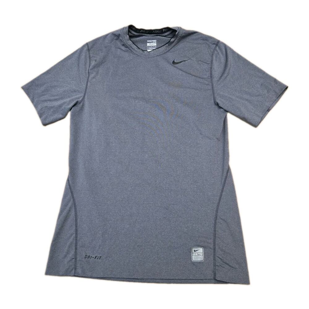 Nike Pro Shirt Mens Small Gray Fitted Short Sleeve Athletic Top 269609-021